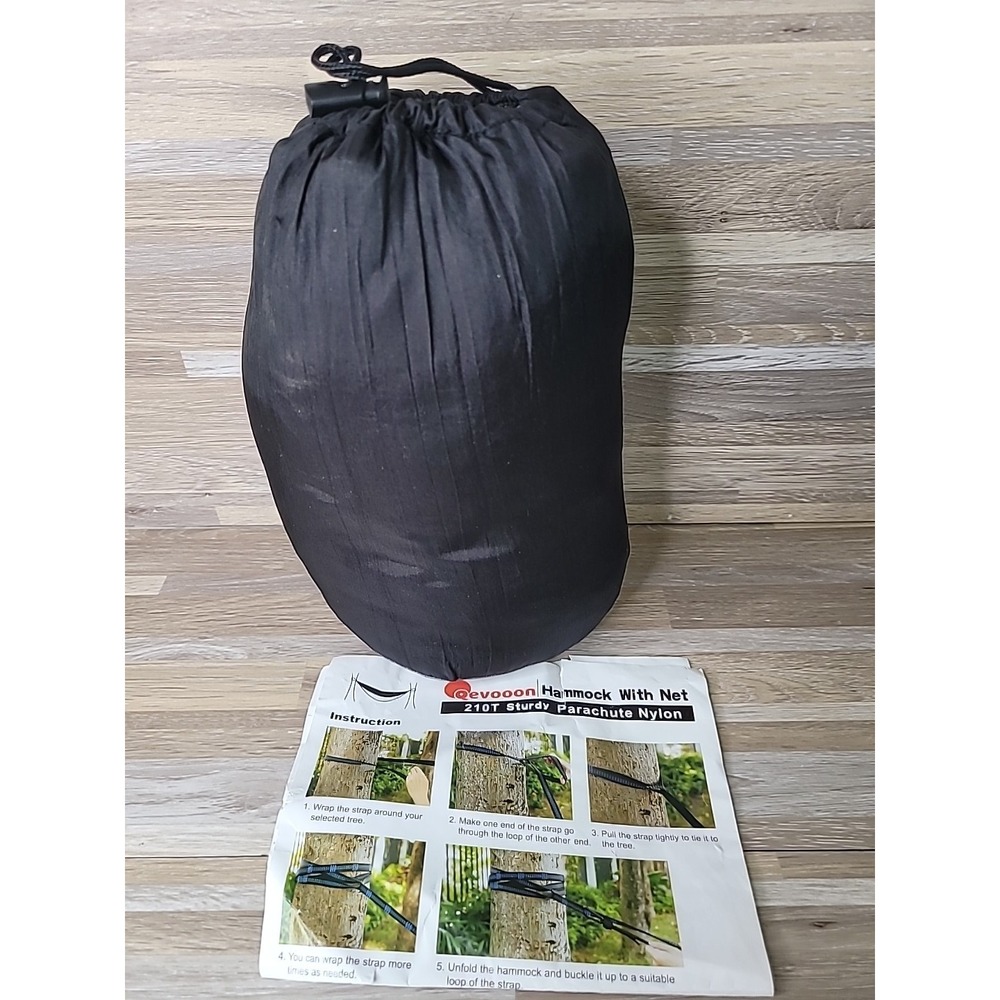 Qevooon Hammock w Straps 210T Sturdy Parachute Nylon 500 Pound Single NEW